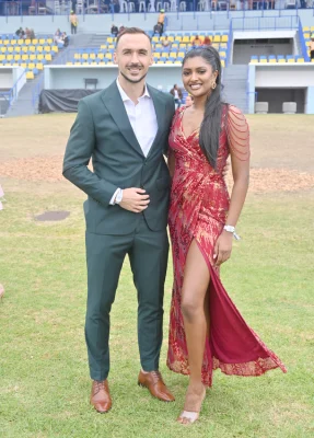 Bryoni Natalie Govender and her boyfriend Samir Nurkovic at the World Sports Betting Cape Town MET (Image: Ayanda Ndamane African News Agency (ANA)