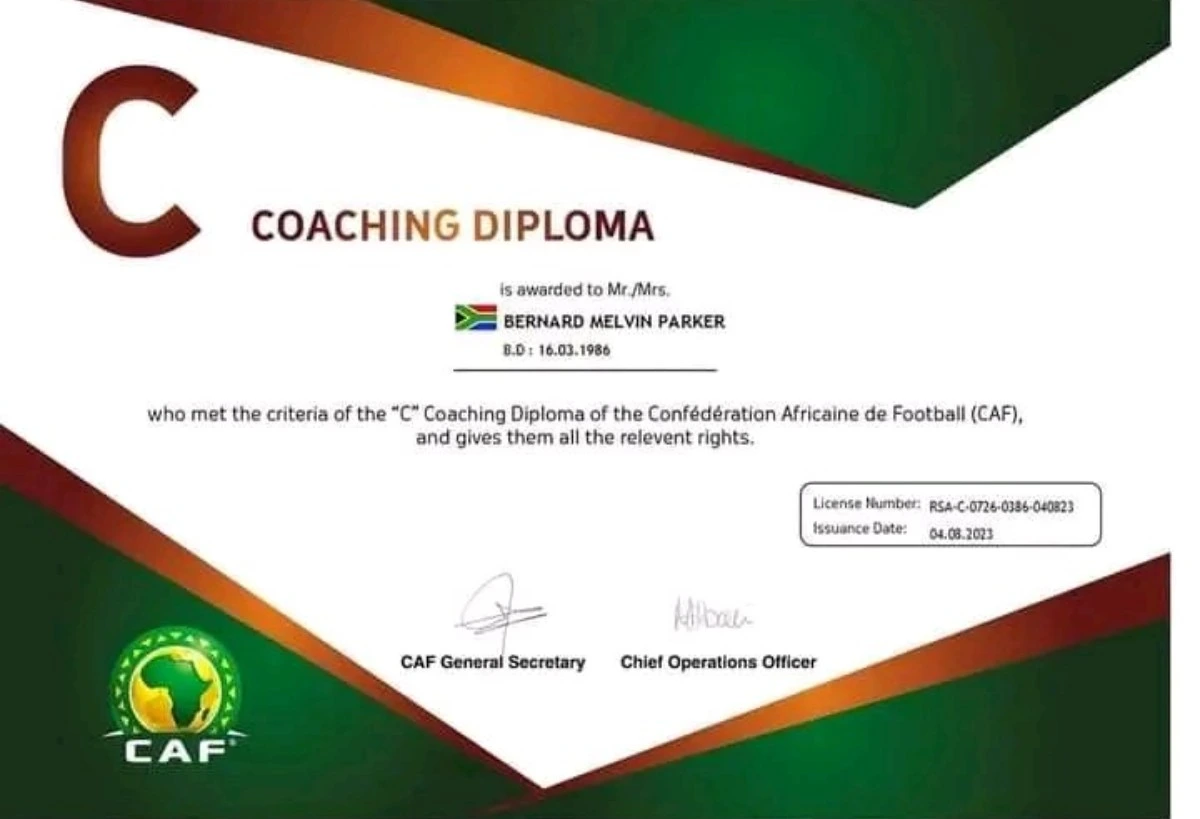 Bernard Parker Coaching Diploma