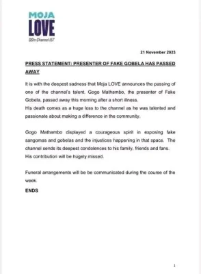 Gogo Mathambo dies